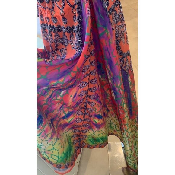 Celina womens Long high low dress one size  cut out back  multi vivid colo - Picture 5 of 9